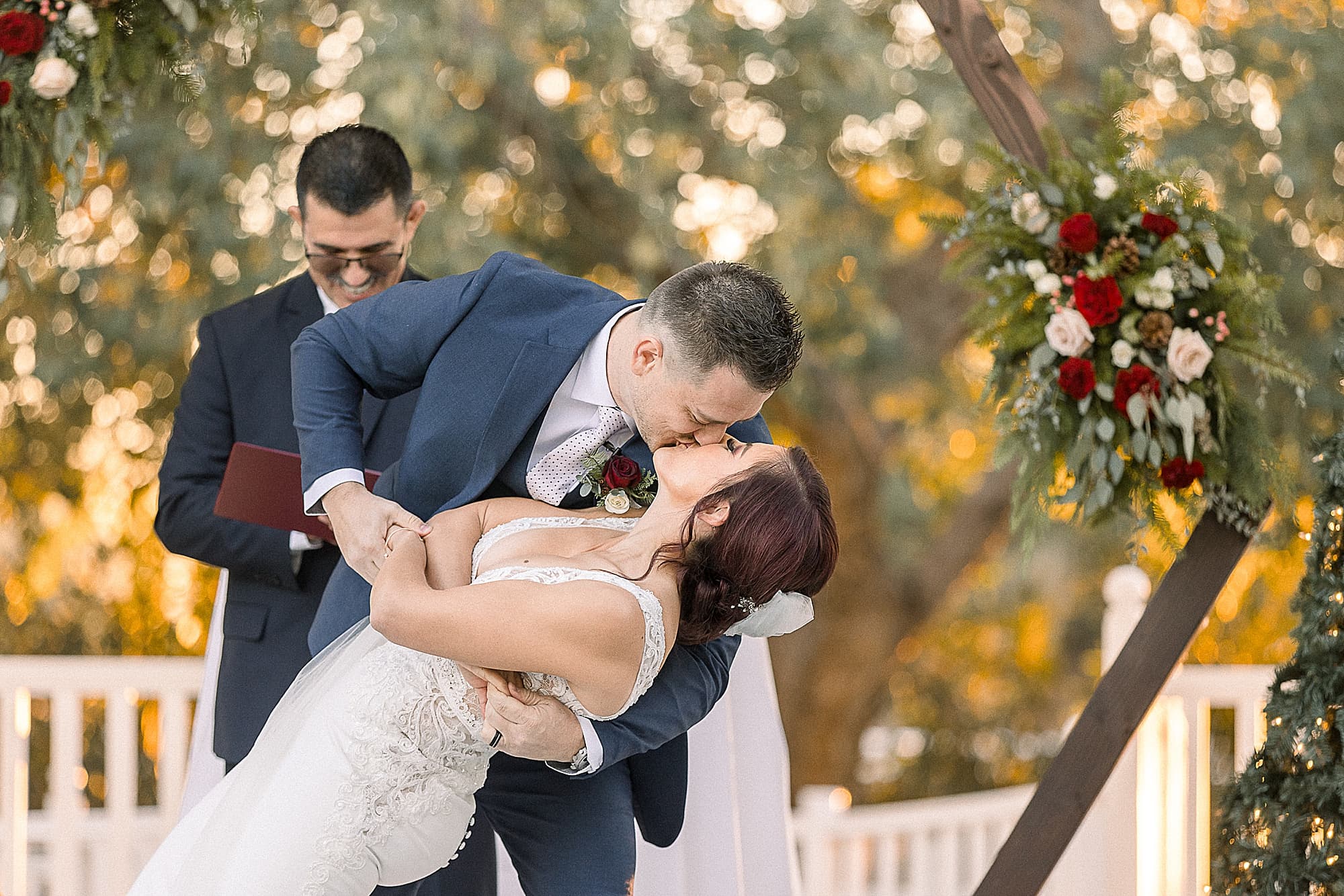Affordable Phoenix Wedding Photographer Dip and Kiss