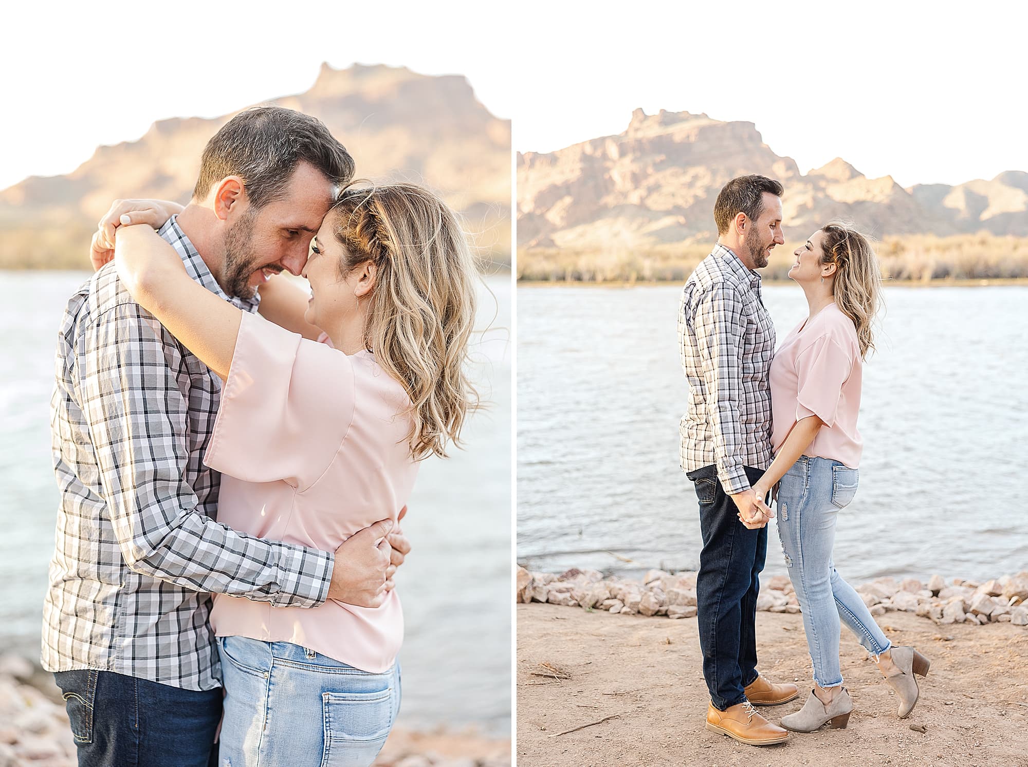 Spring Engagement Session at the Salt River couple smiling