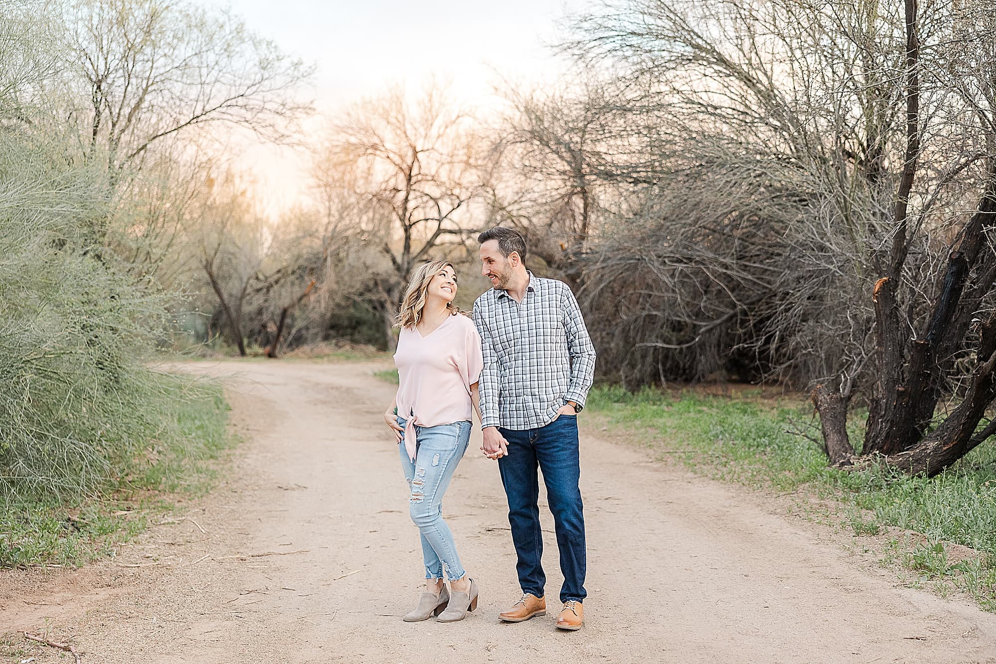 Spring Engagement Session at the Salt River happy couple