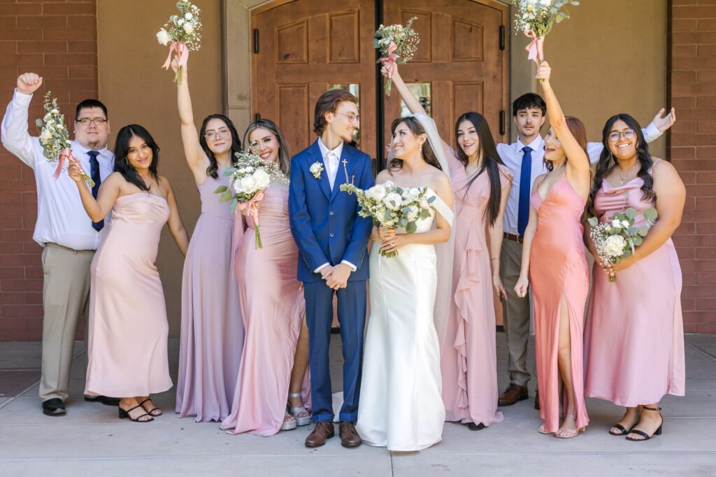 Graceful Pink Wedding All Saints Newman Center Affordable Phoenix Wedding Photographer