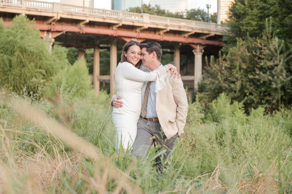 Elegant Stylish Engagement Buffalo Bayou Affordable Houston Wedding Photographer